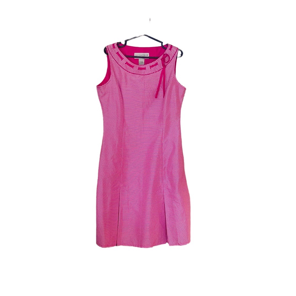 Vintage Sleeveless Pink and White Checkered Sag Harbour Dress 80s style size 10